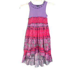 Faded Glory Girls Dress Size S 6-6X High-Low Summer Sleeveless‎ Purple Pink Boho